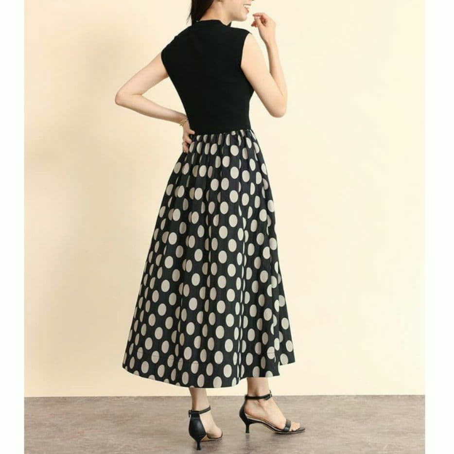 『新品未使用』ブラック ドットワンピース Aライン 日本製 フェンネル☆