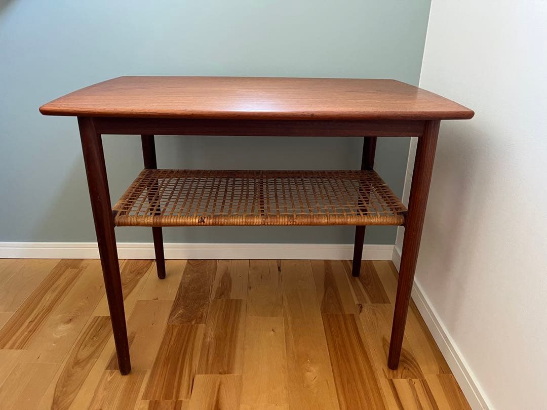 北欧ヴィンテージ　コーヒーテーブル　チーク　ラタン