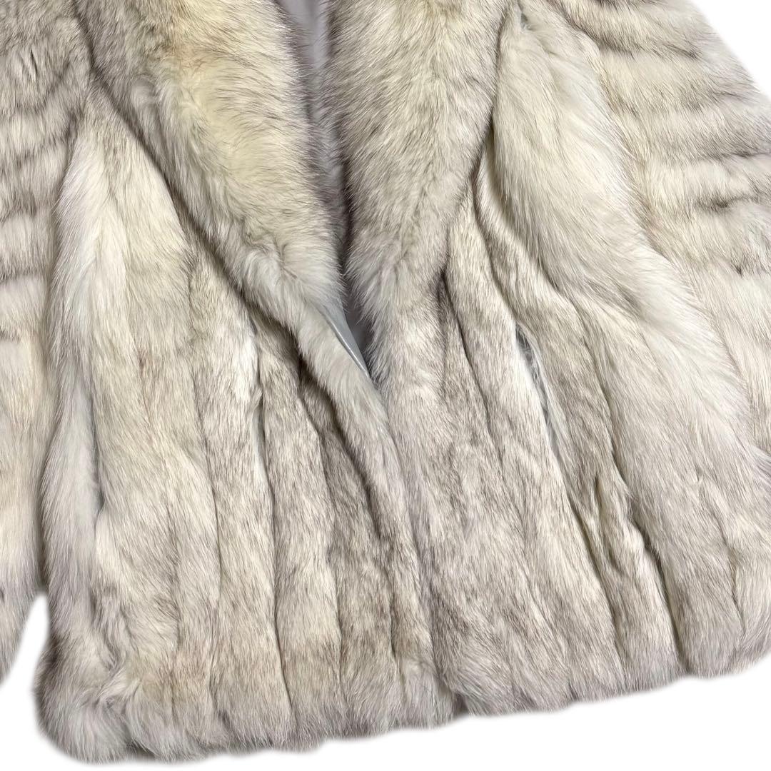 SAGA FOX ブルーフォックス ファーコート 毛皮 ボリューム襟 着丈69