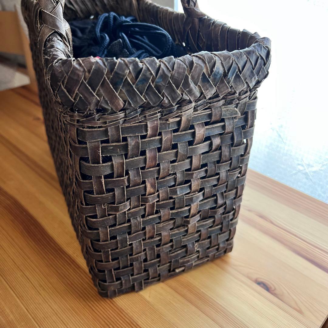 胡桃 かごバッグ 大きめ A4収納可 8mmひご