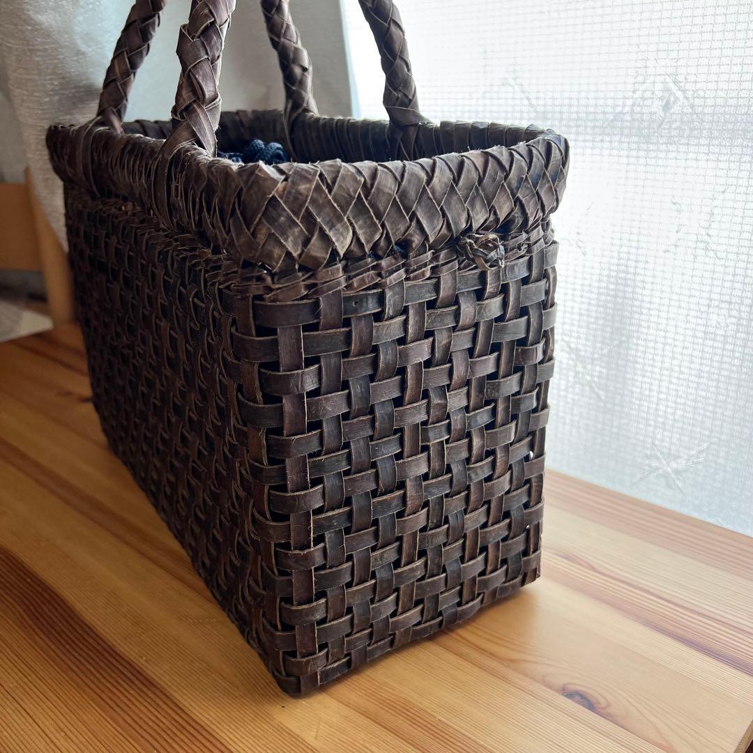 胡桃 かごバッグ 大きめ A4収納可 8mmひご