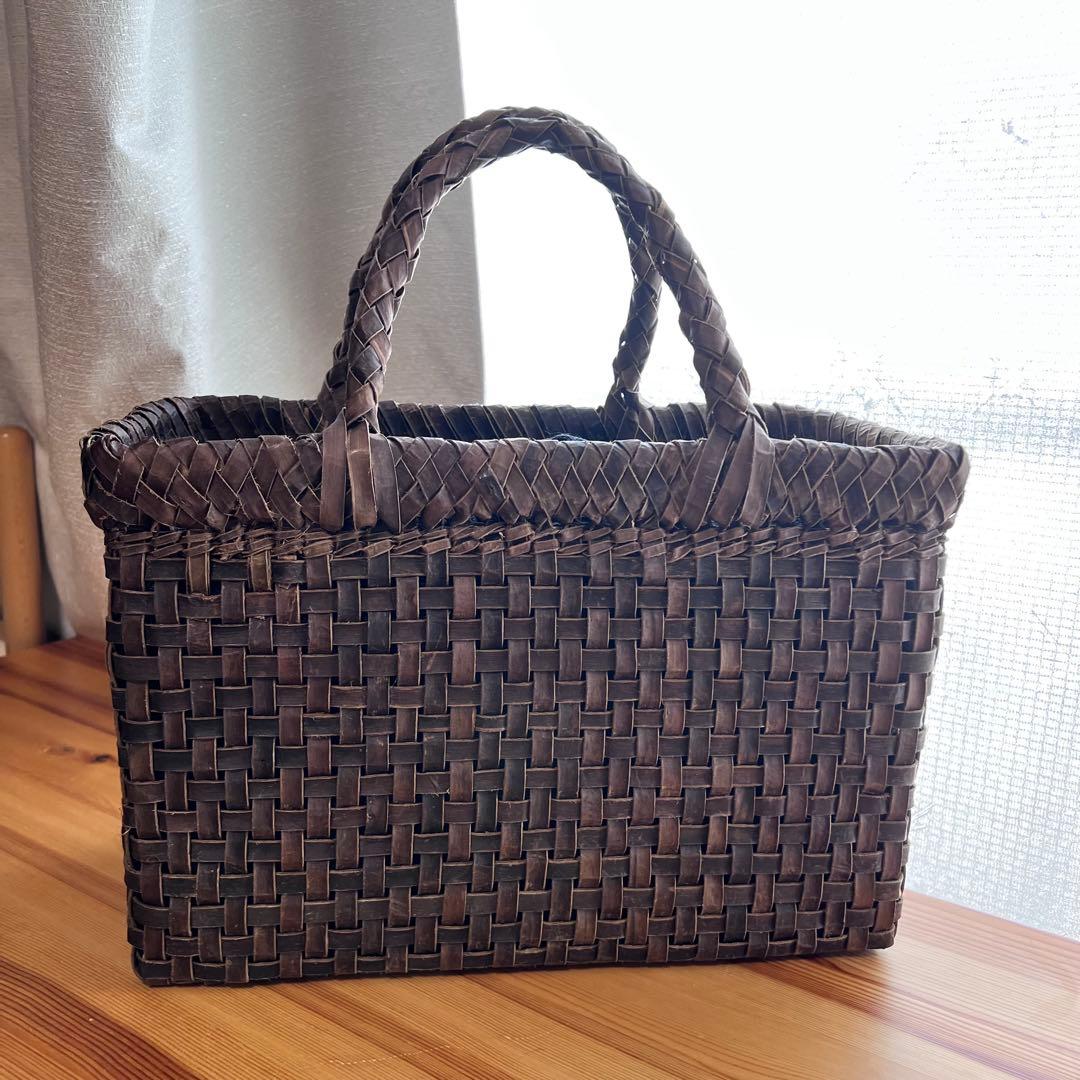 胡桃 かごバッグ 大きめ A4収納可 8mmひご