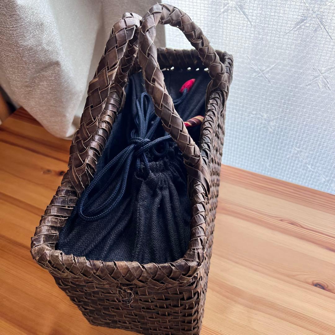 胡桃 かごバッグ 大きめ A4収納可 8mmひご