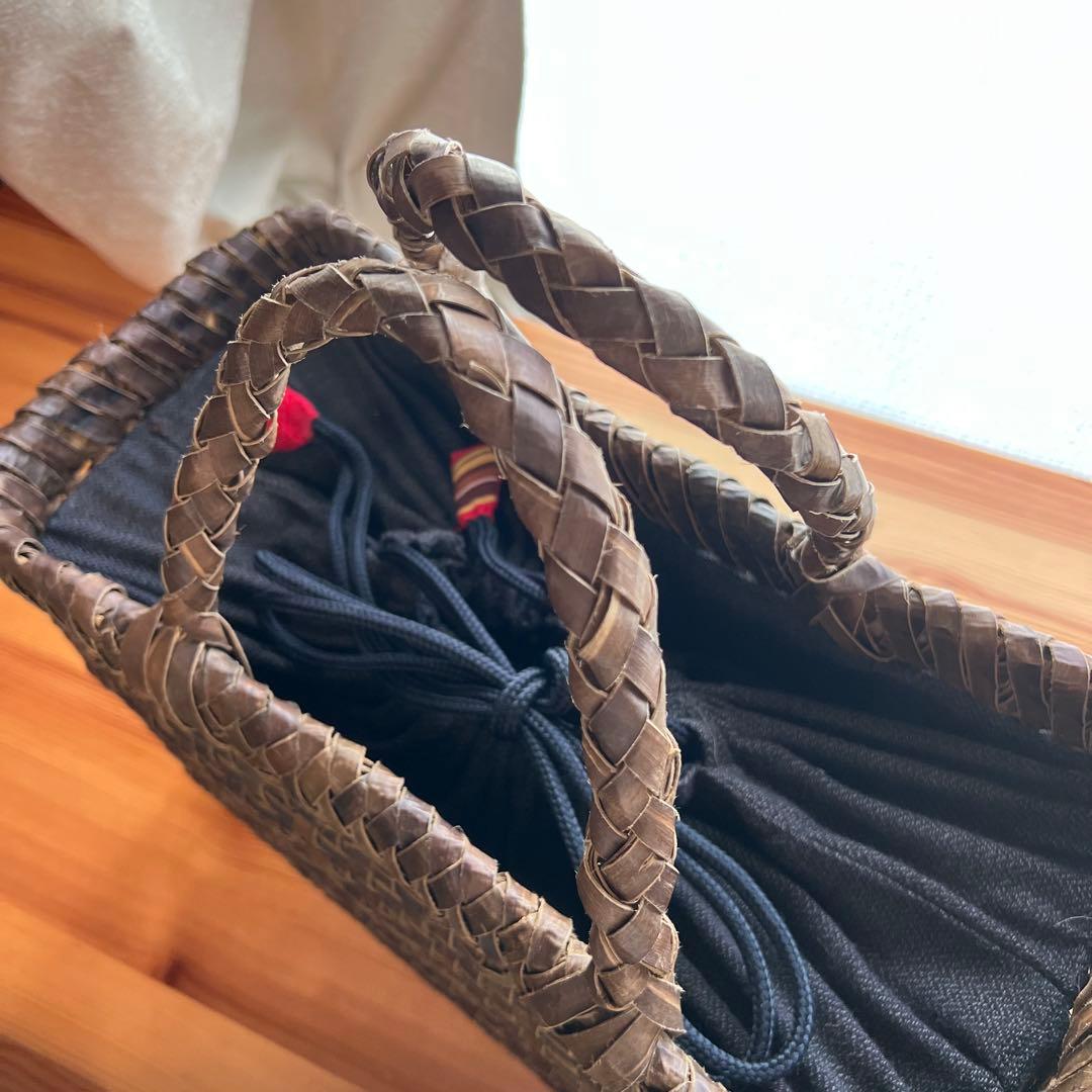 胡桃 かごバッグ 大きめ A4収納可 8mmひご