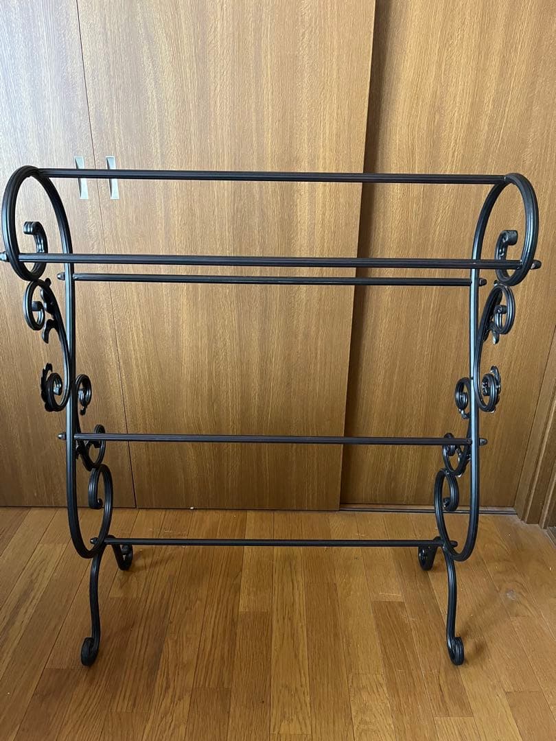 アイアン製　タオルハンガー　ブラック 組み立てカンタン