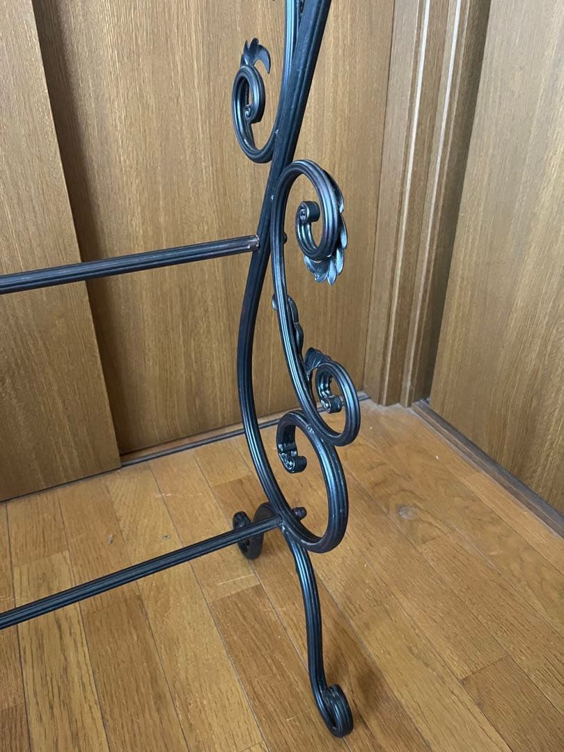 アイアン製　タオルハンガー　ブラック 組み立てカンタン