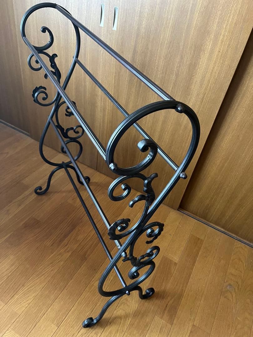 アイアン製　タオルハンガー　ブラック 組み立てカンタン