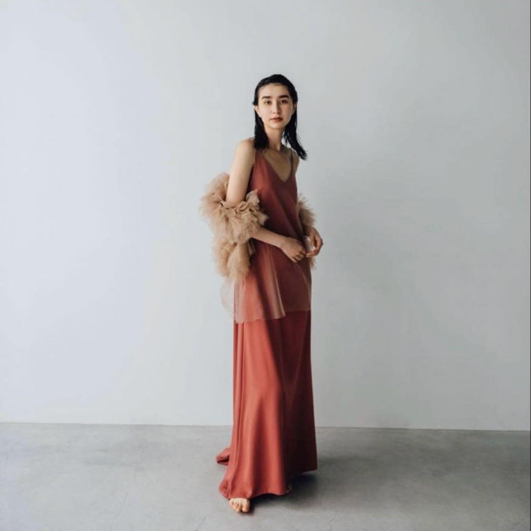 カラードレスチュールテラコッタニュアンス　キャミドレス　二次会パーティードレス