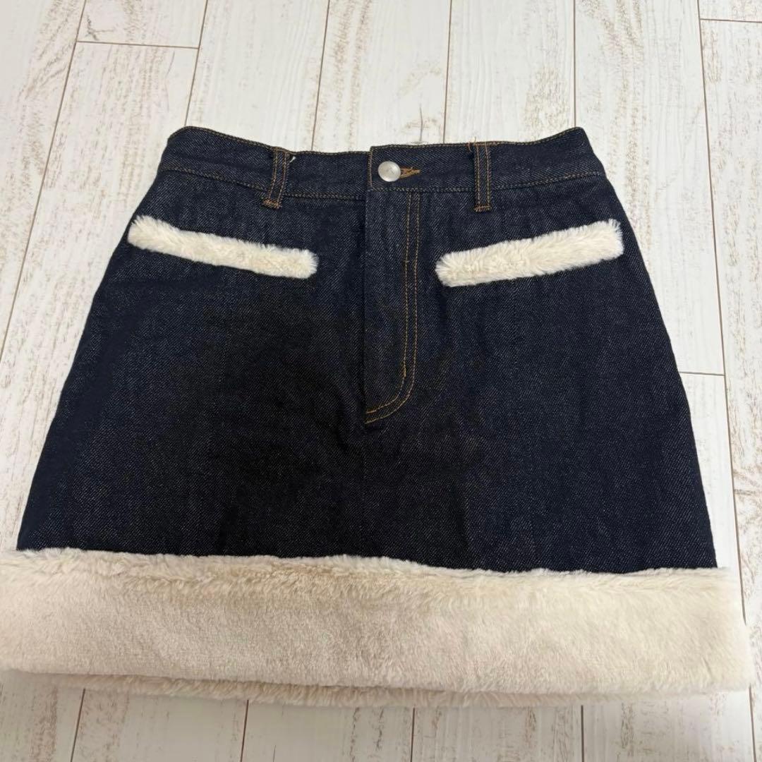 スカート and mary Fur pocket denim skirt M