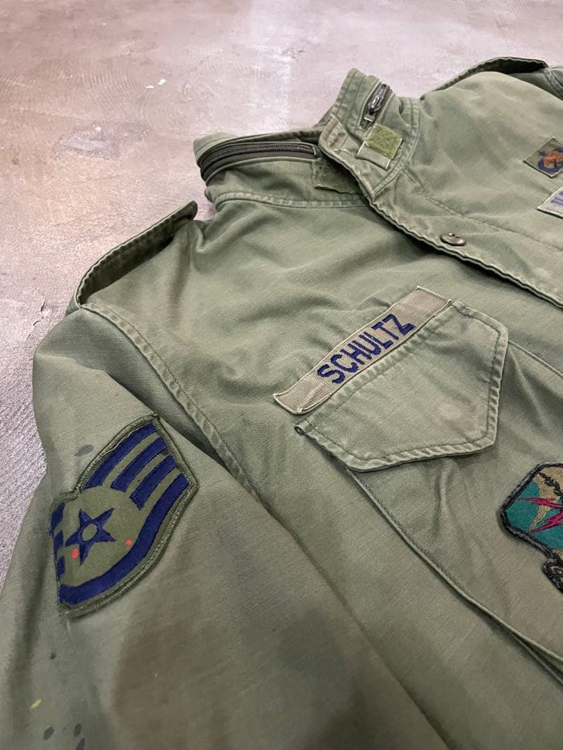 80's ミリタリー M-65 フィールドジャケット　当時ワッペン付き　ボロ