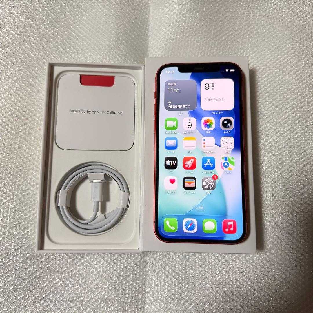 美品 SIMフリー iPhone12 128GB レッド バッテリー100%