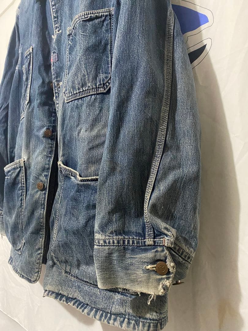 サ*シ様 最高のヤレ古着デニムカバーオール L〜XLバイカービンテージチョッパー