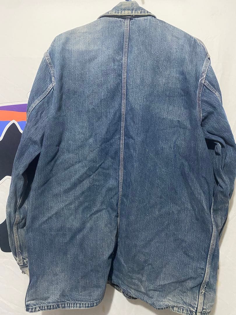 サ*シ様 最高のヤレ古着デニムカバーオール L〜XLバイカービンテージチョッパー