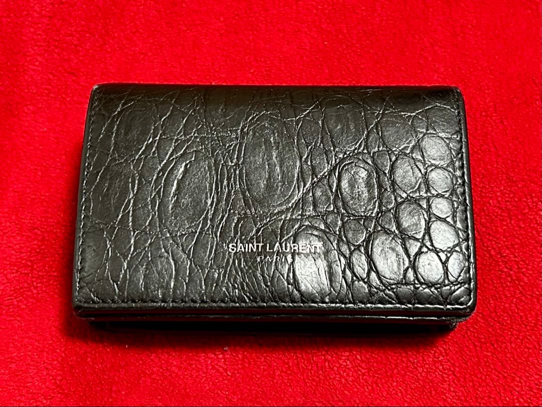 サンローランパリ クロコ 名刺入れ カードケース