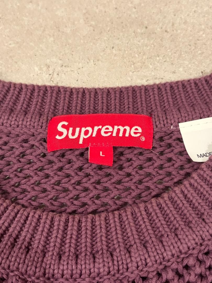 Supreme パープル 編み込みセーター