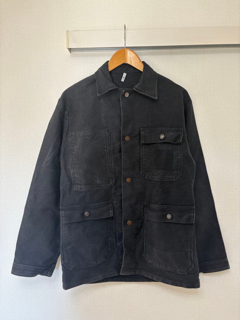 50s 60s Unknown ブラックモールスキン ワークジャケット ユーロ