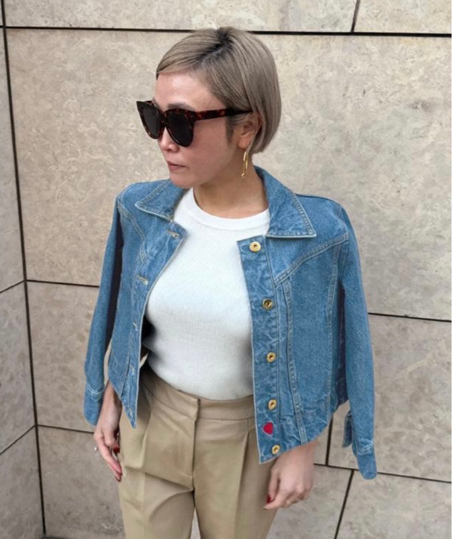 JENNE ハート刺繍デニムジャケット Sサイズ ジェンヌ【未使用・タグ付き】