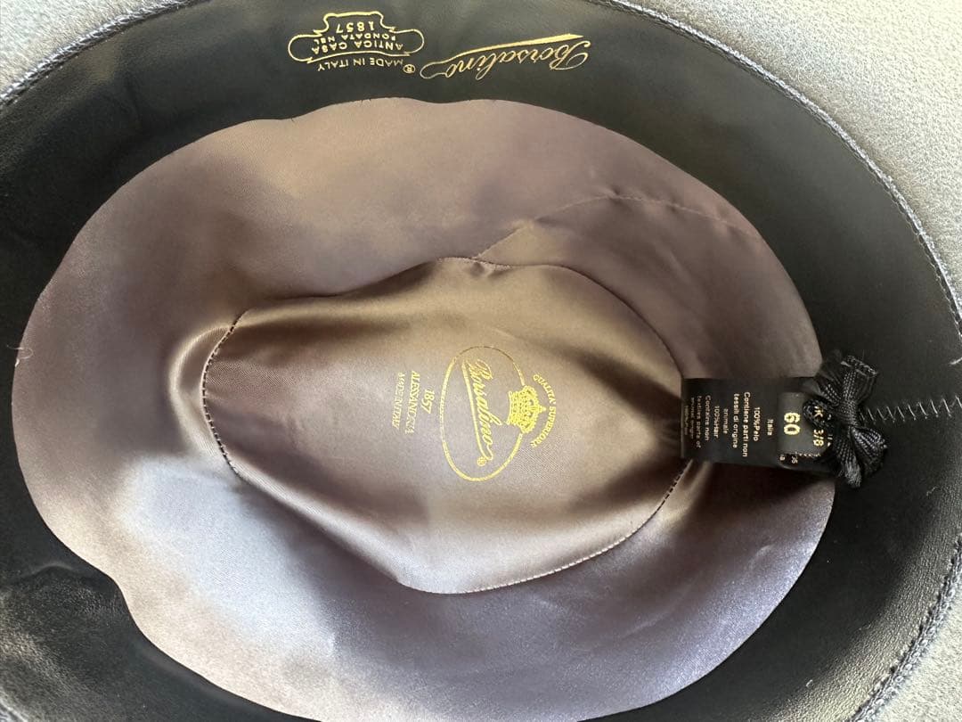 ボルサリーノ MADE IN ITALYウール グレー フェルトハット 60