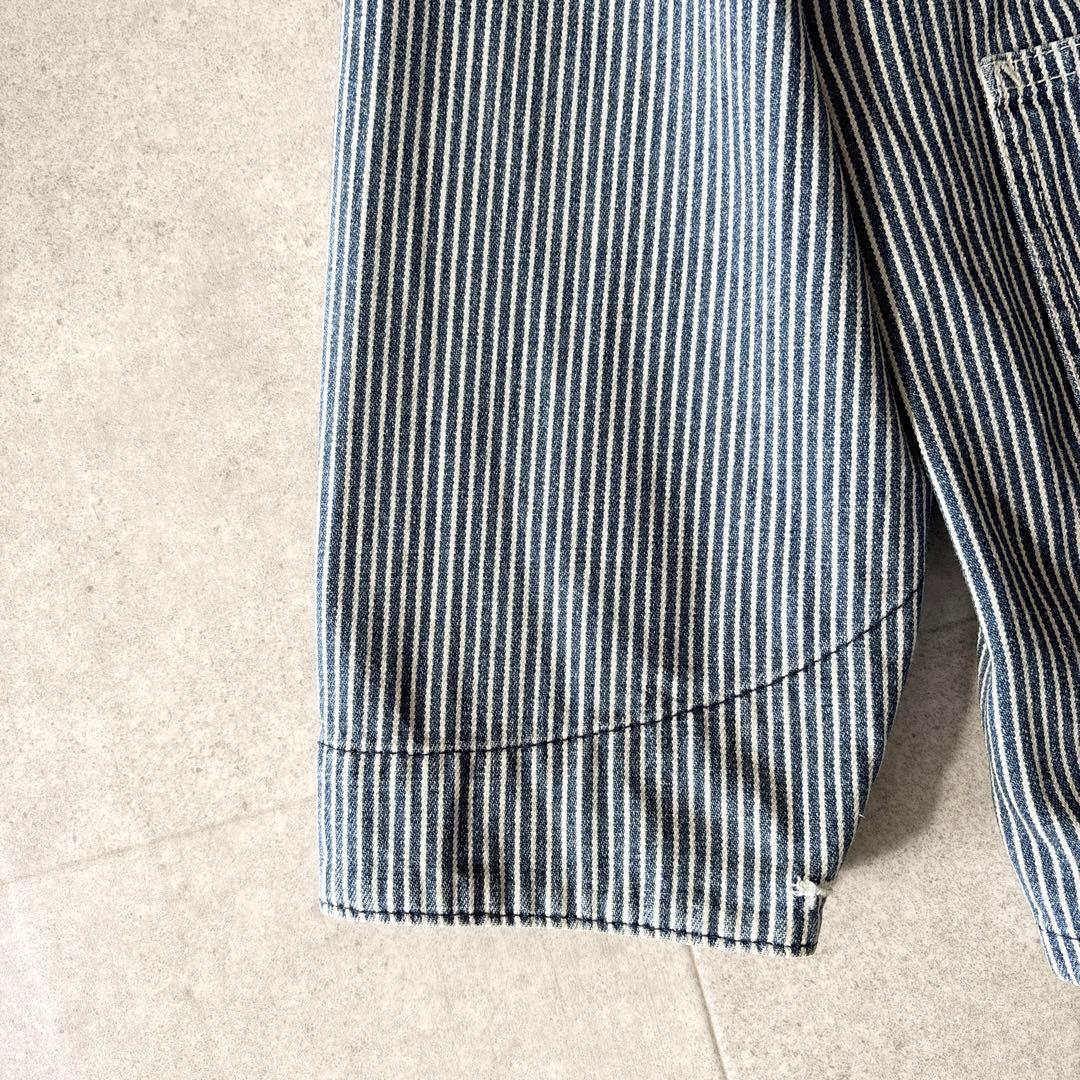 希少✨️カーハート ヒッコリーストライプ フーデッドワークジャケット M ブルー