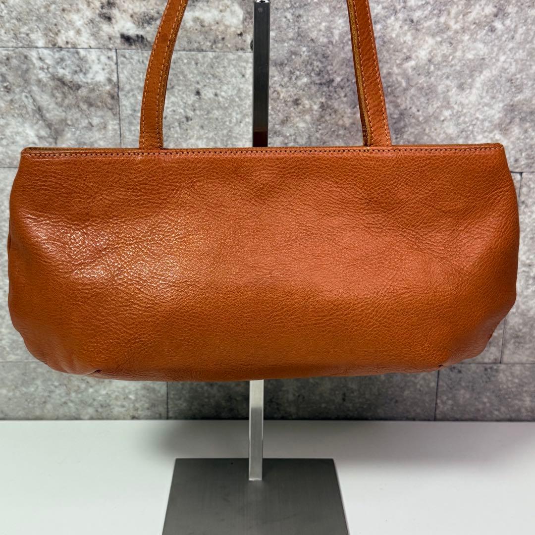 【良品】イルビゾンテ レザー ハンドバッグ ロゴ刻印 キャメル イタリア製