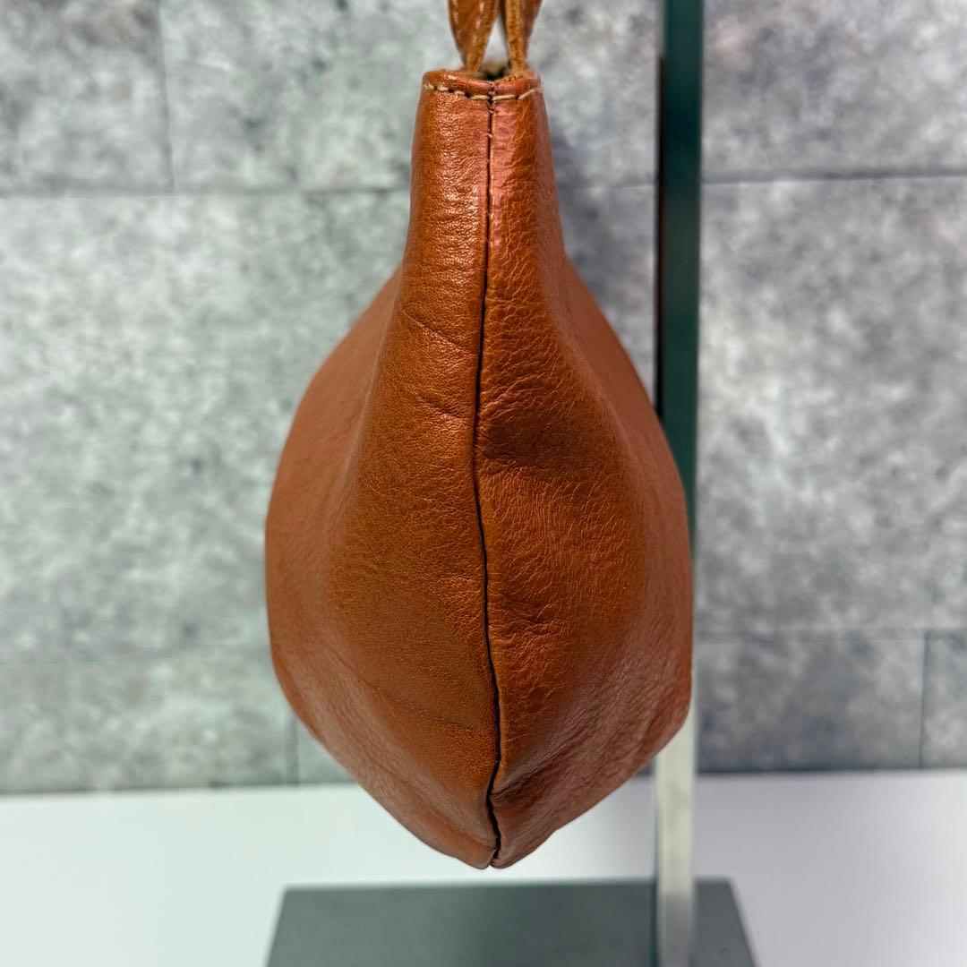 【良品】イルビゾンテ レザー ハンドバッグ ロゴ刻印 キャメル イタリア製