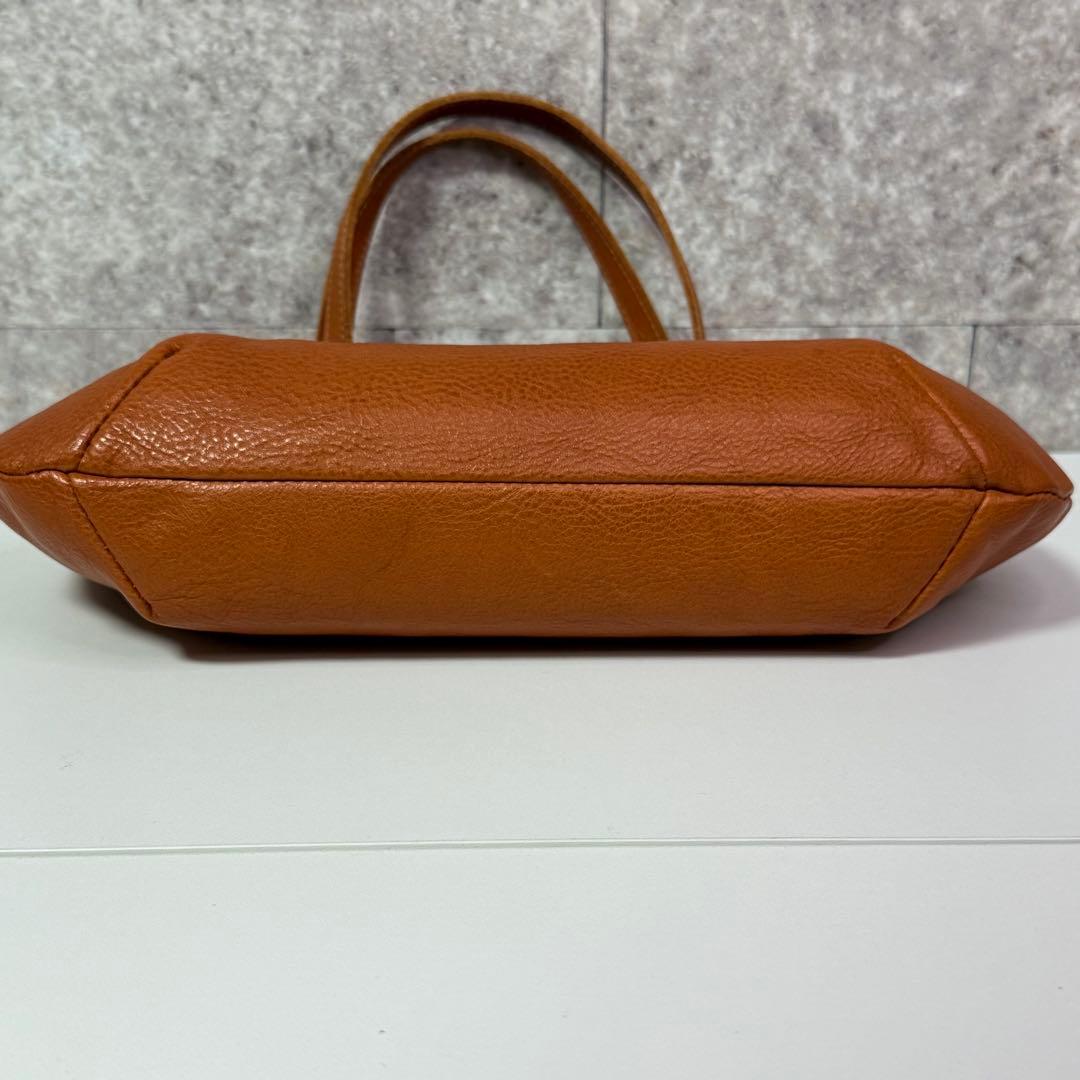 【良品】イルビゾンテ レザー ハンドバッグ ロゴ刻印 キャメル イタリア製