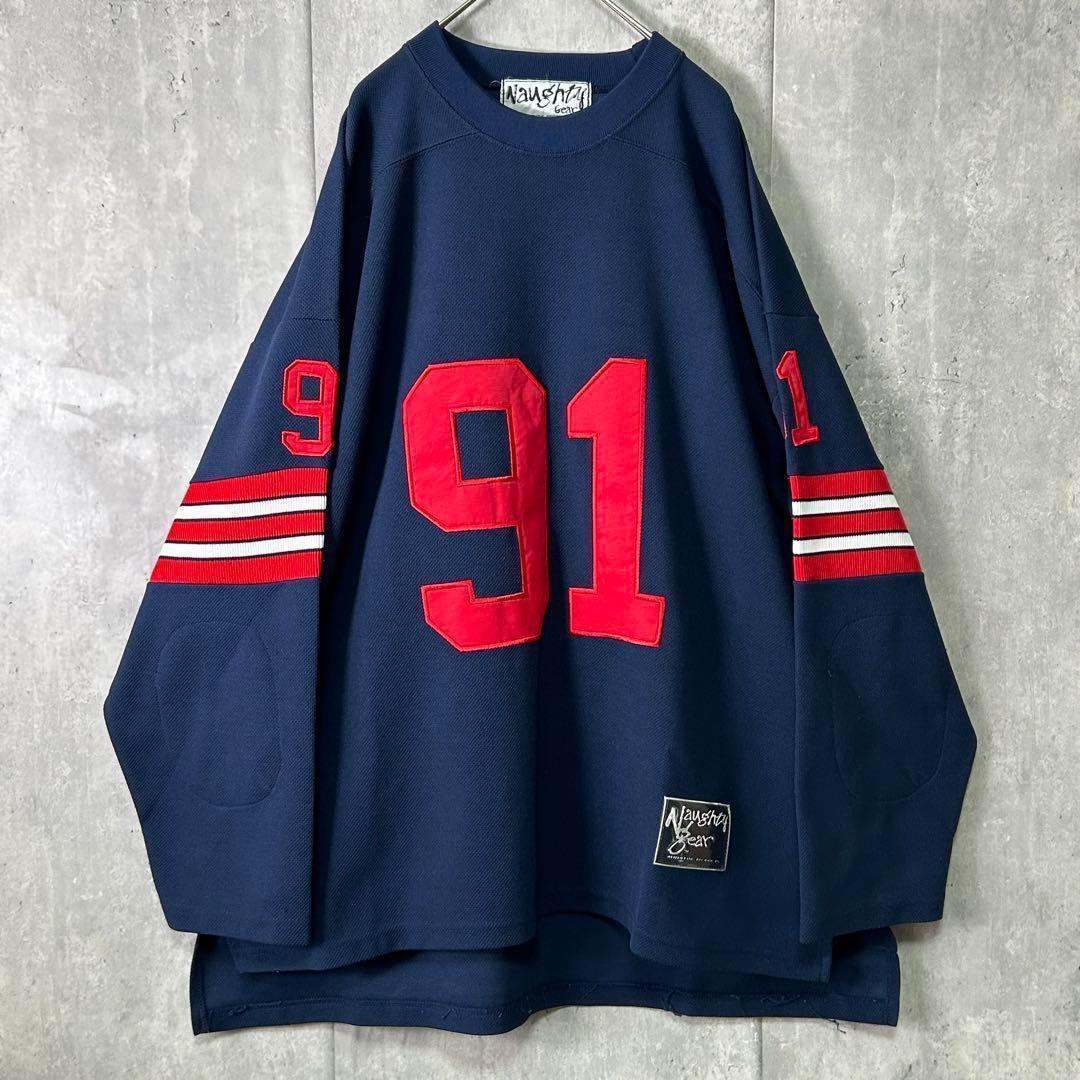 入手困難 90s NAUGHTY GEAR フットボール ゲームシャツ 紺 XL