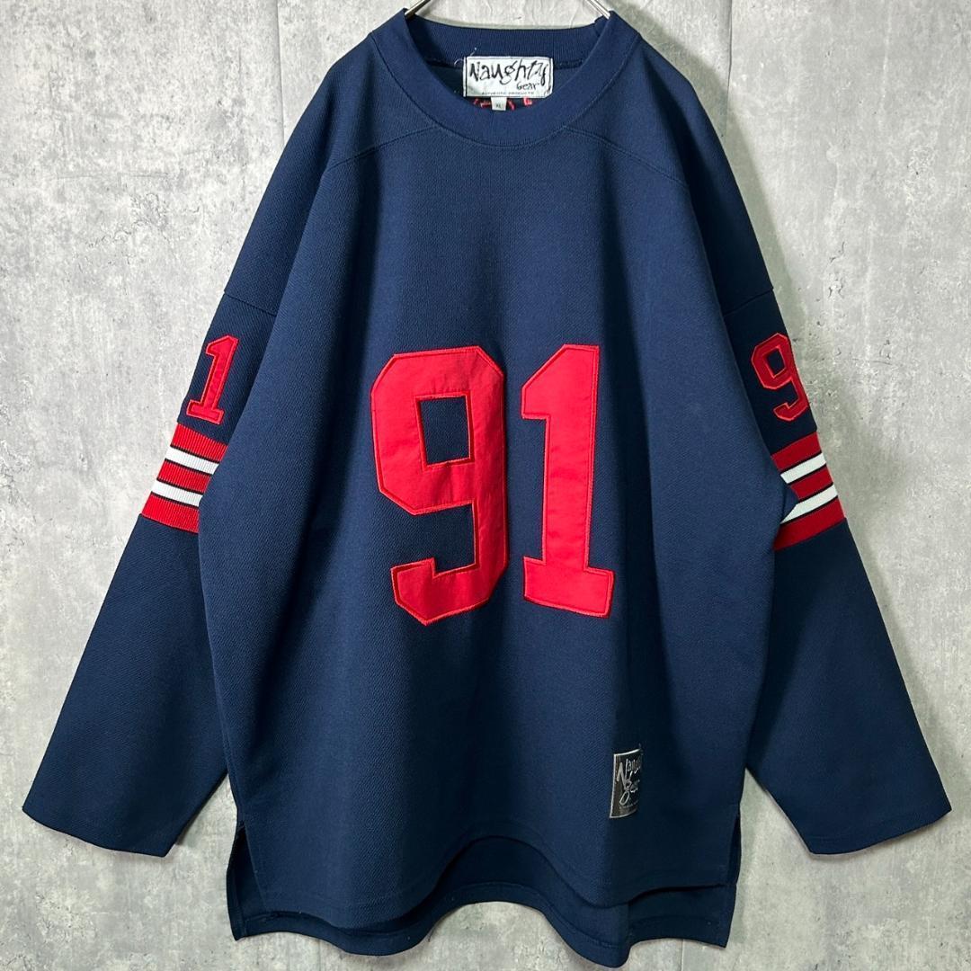 入手困難 90s NAUGHTY GEAR フットボール ゲームシャツ 紺 XL