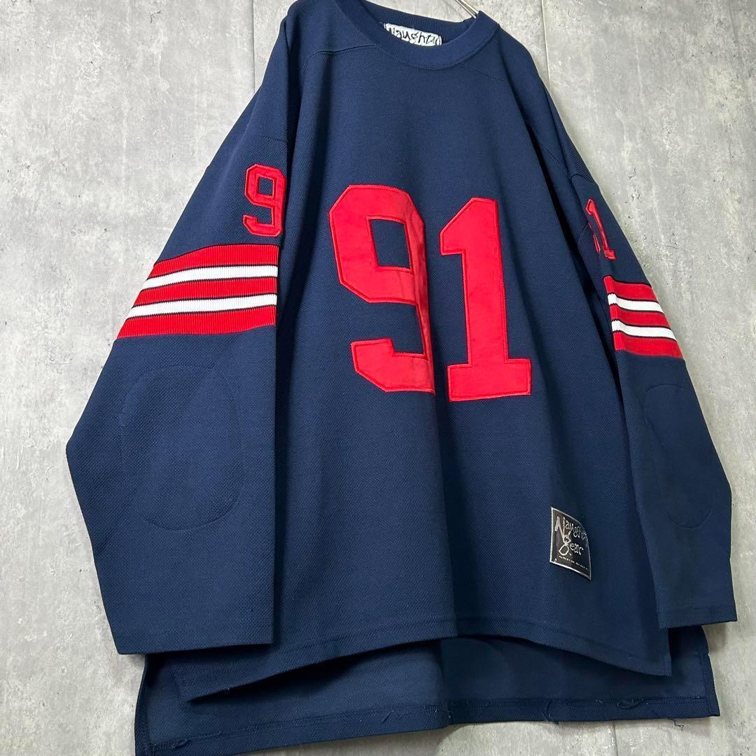 入手困難 90s NAUGHTY GEAR フットボール ゲームシャツ 紺 XL