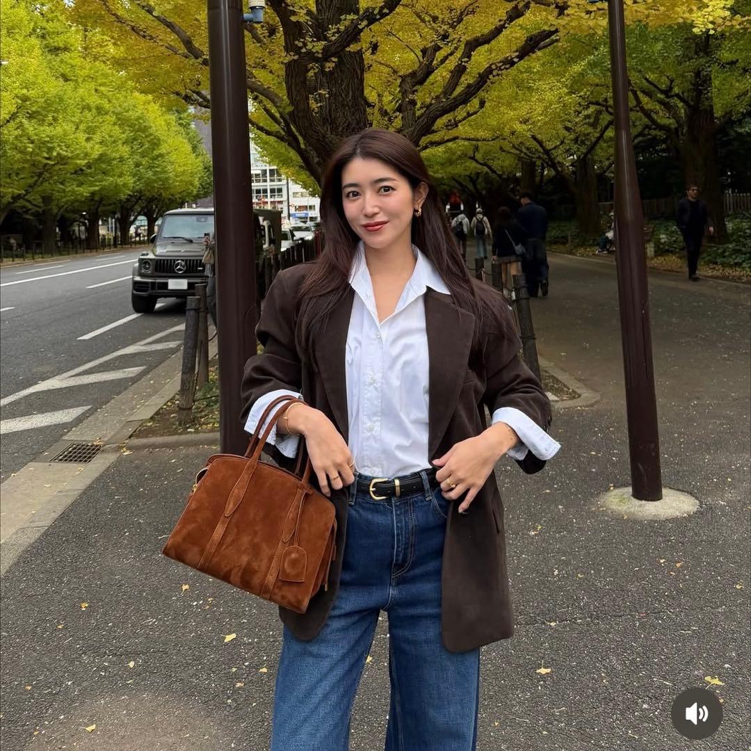 collab スエードライクオーバージャケット　チャコールブラウン マフラー付き