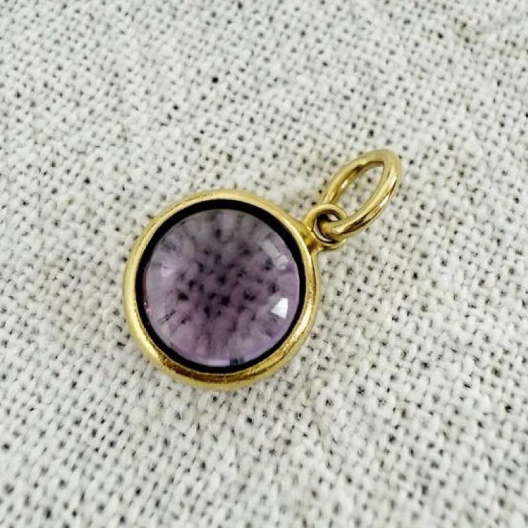 ティファニー　アメジストドットチャーム イエローゴールド ペンダントトップ