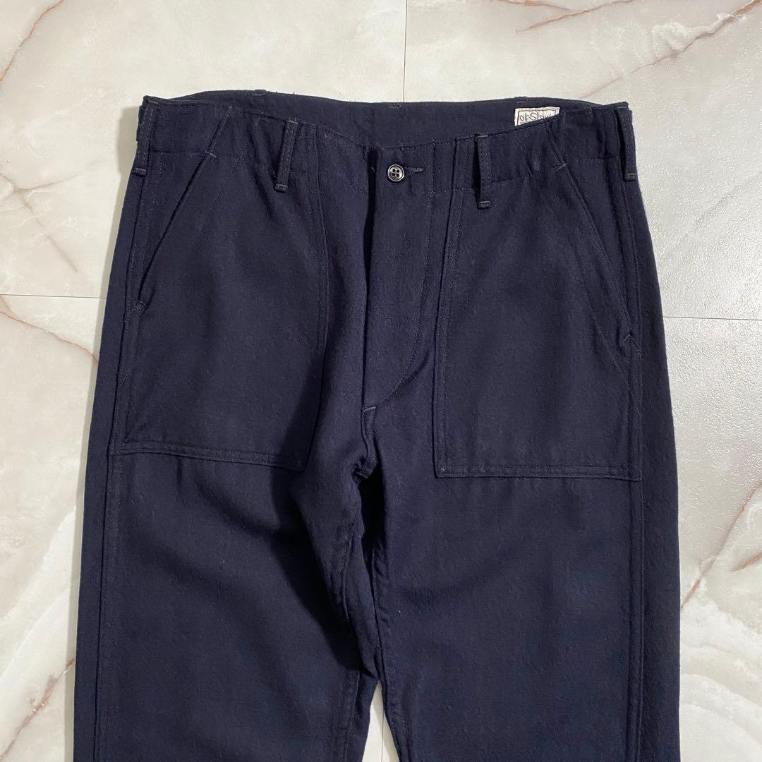 A18474 美品 orSlow ウールフランネルベイカーパンツ ネイビー M
