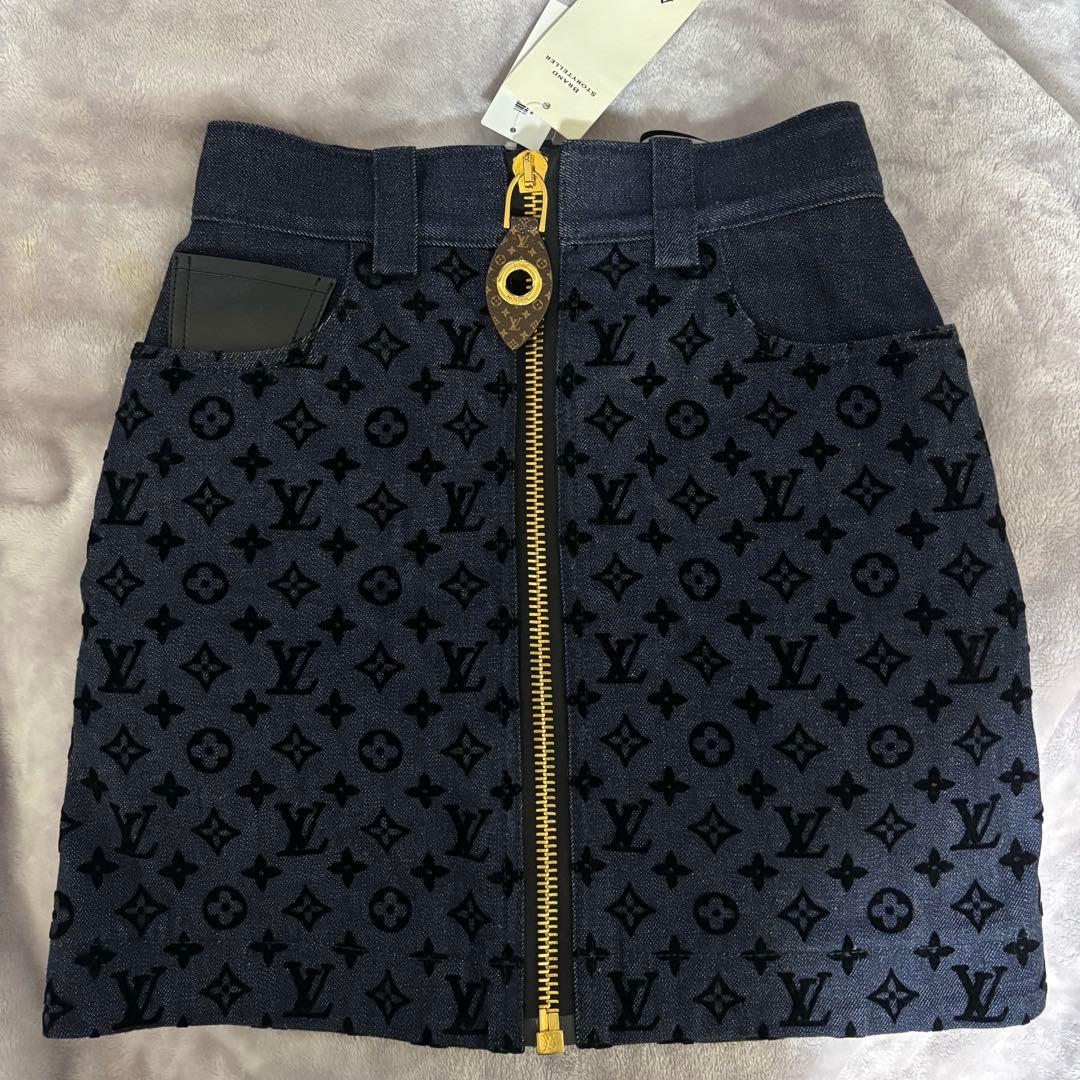 Loius Vuitton 23AWコットン モノグラム　スカート　ネイビー