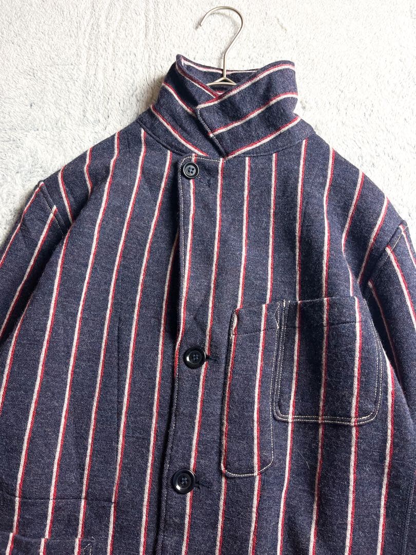 【45R】45rpm 毛100% ジャージフラノ ストライプ柄ジャケット 2