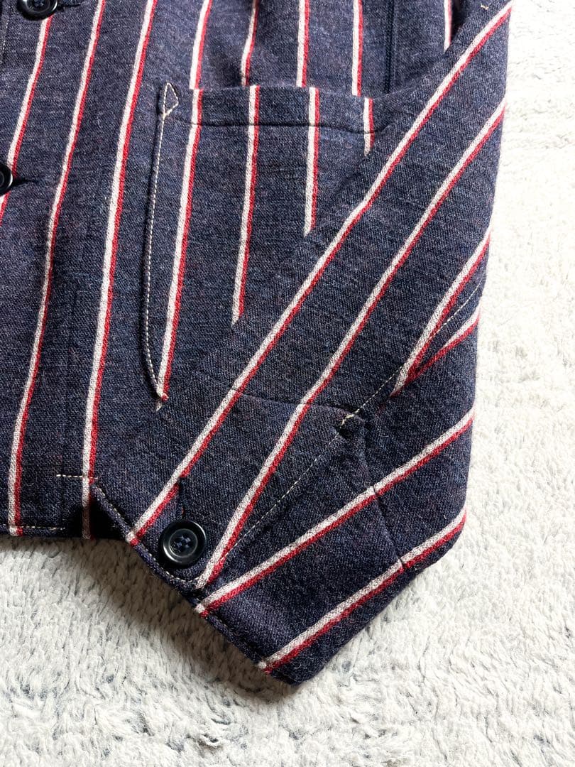 【45R】45rpm 毛100% ジャージフラノ ストライプ柄ジャケット 2