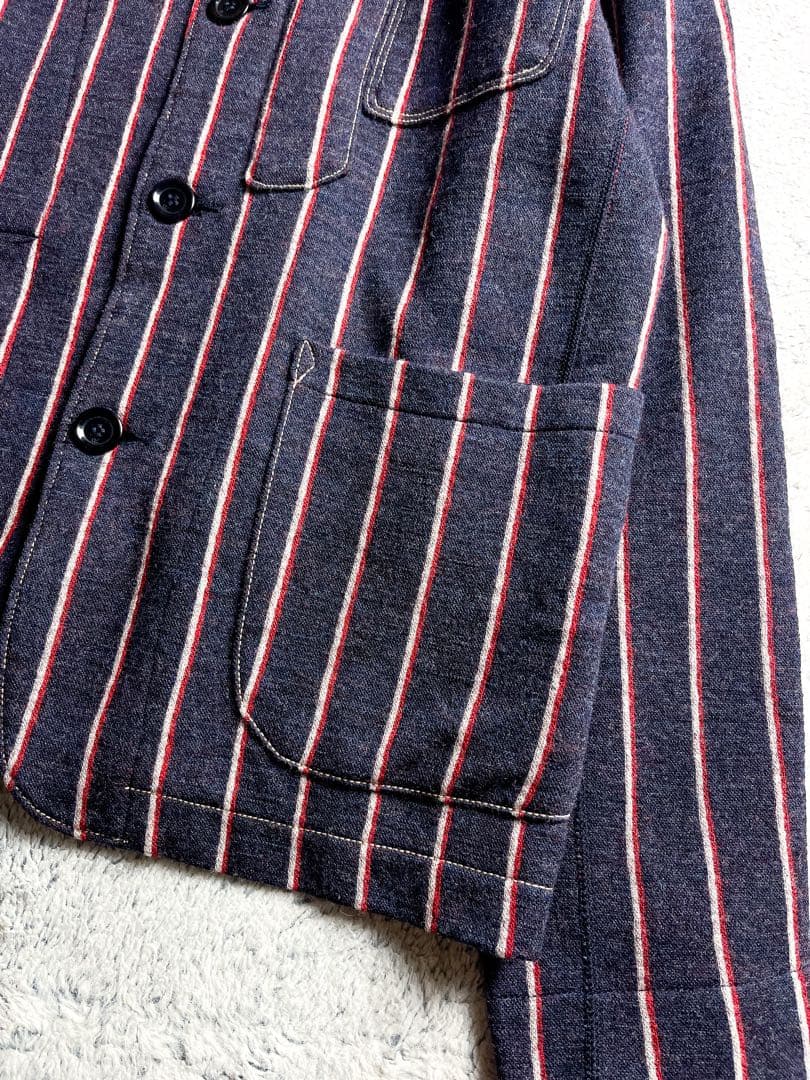 【45R】45rpm 毛100% ジャージフラノ ストライプ柄ジャケット 2