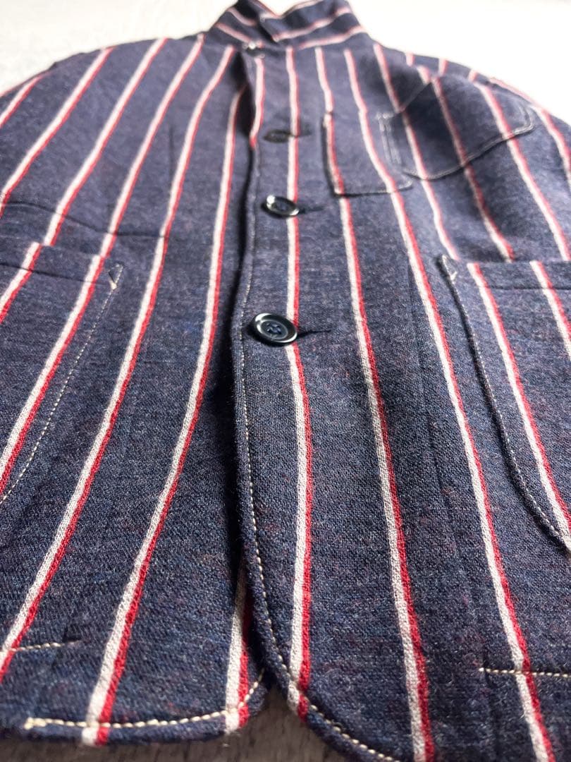 【45R】45rpm 毛100% ジャージフラノ ストライプ柄ジャケット 2