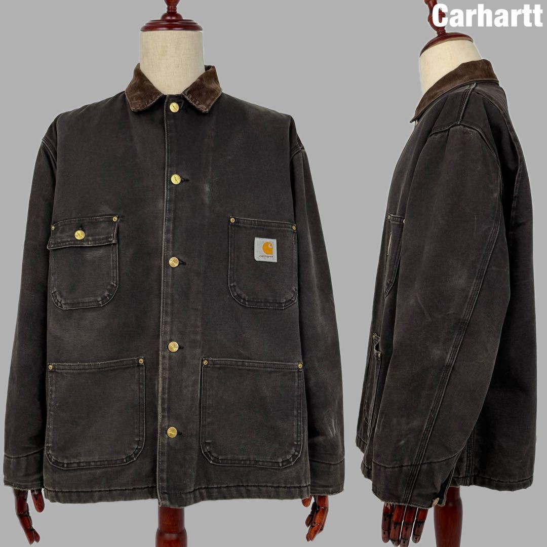 carhartt USA製 フェード スミクロ ミシガンチョアコート XL 黒