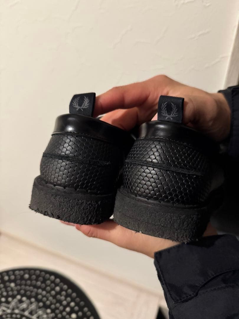 FRED PERRY E COX ブラック クロコダイルローファー