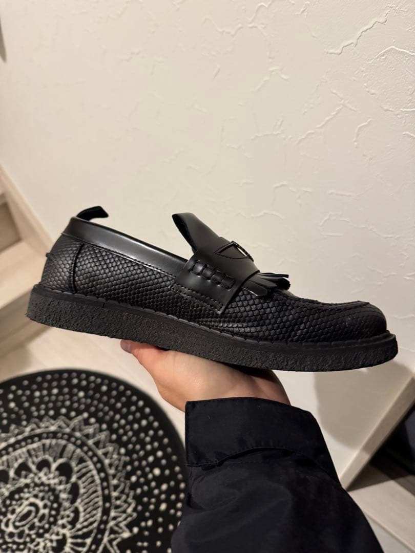 FRED PERRY E COX ブラック クロコダイルローファー