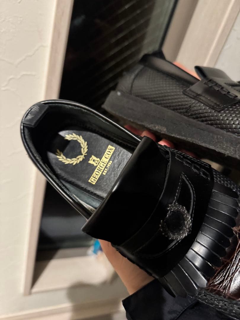 FRED PERRY E COX ブラック クロコダイルローファー