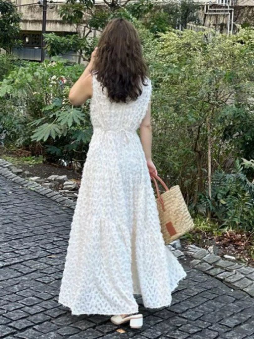 FRAY I.D フレイアイディー　フリンジジャガードカシュクールワンピース