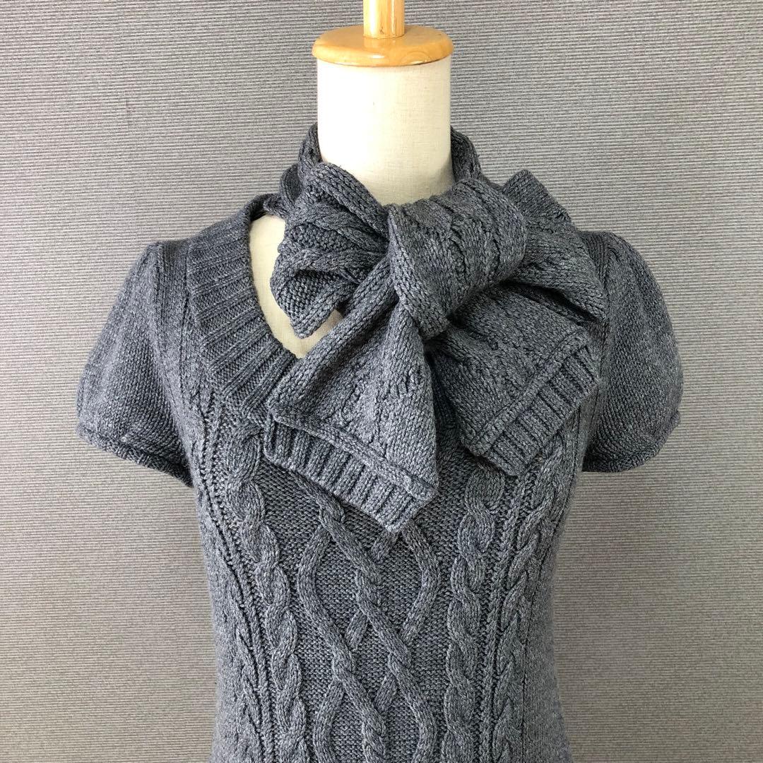 BURBERRY BLUE LABEL 半袖 ケーブル ニットワンピース 38