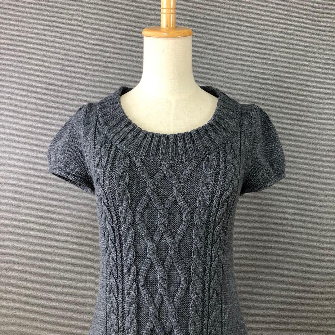 BURBERRY BLUE LABEL 半袖 ケーブル ニットワンピース 38