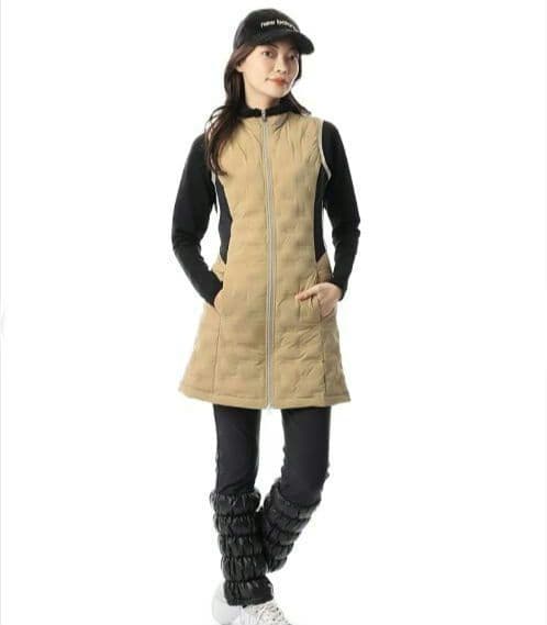 コヤギ　美品　ニューバランスゴルフ　ダウンワンピース2 ベージュ　中綿