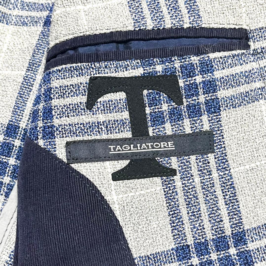 ✨極美品✨TAGLIATORE テーラードジャケット シルク混 リネン混 総柄