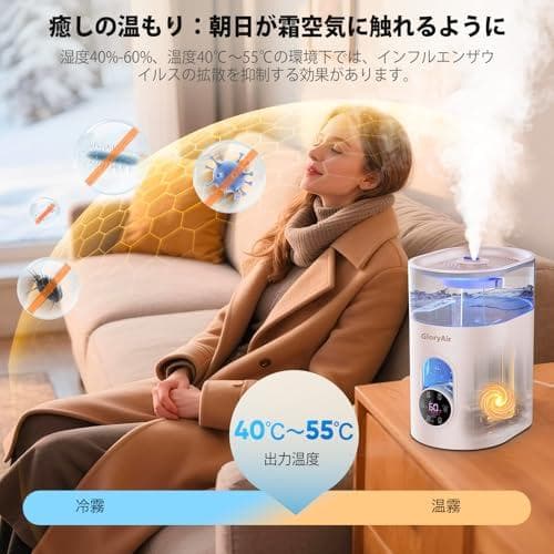 加湿器 蒸汽式 大容量 6L【2025新登場 ・加热式 ・自動加湿調整】ハイpo