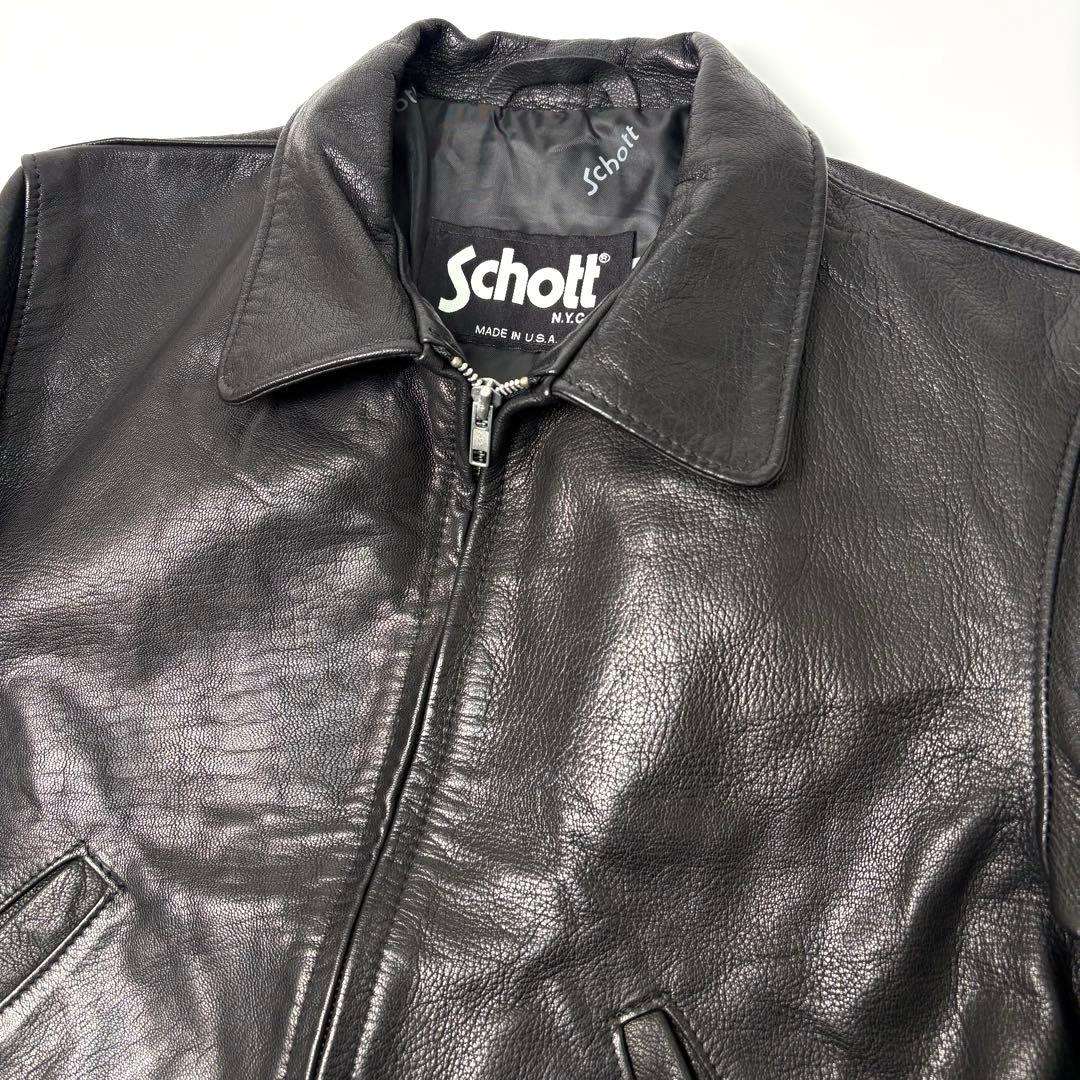 【米国製】Schott レザーライダースジャケット 黒M レディース U247W