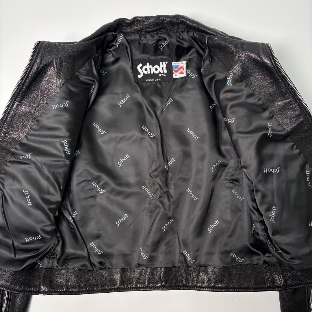 【米国製】Schott レザーライダースジャケット 黒M レディース U247W