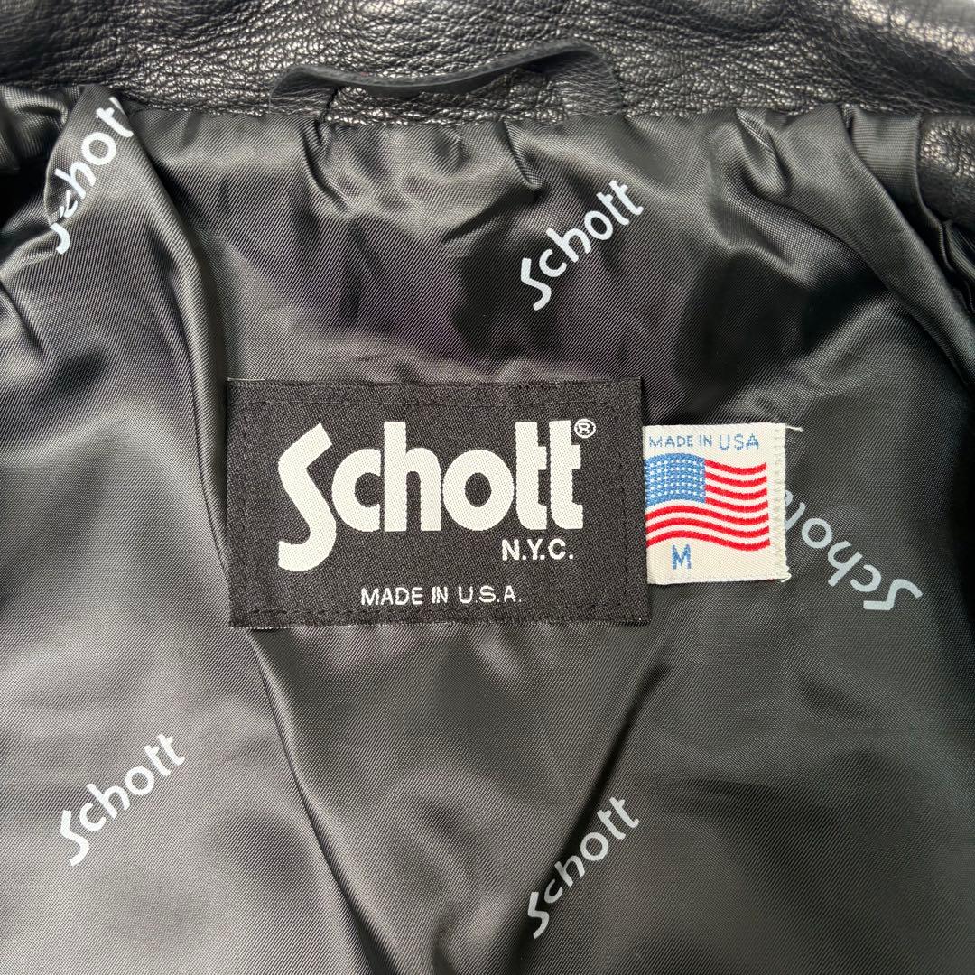 【米国製】Schott レザーライダースジャケット 黒M レディース U247W